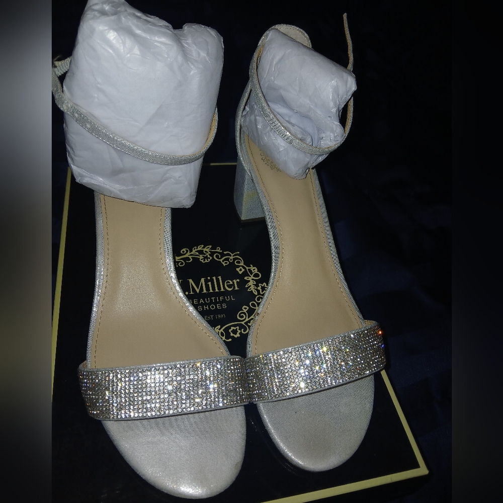 J. Miller Silver Rhinestone Heels - Picture 3 of 7